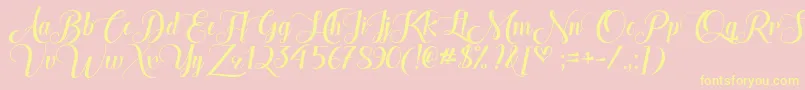 TheHeartOfEverythingOtf-Schriftart – Gelbe Schriften auf rosa Hintergrund