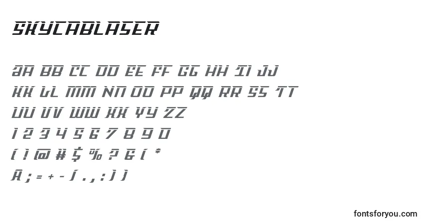 A fonte Skycablaser – alfabeto, números, caracteres especiais