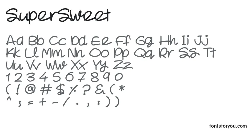 Schriftart SuperSweet – Alphabet, Zahlen, spezielle Symbole