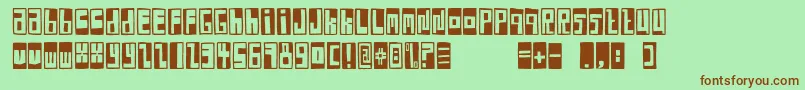 Fonte FeBoxFontNegative – fontes marrons em um fundo verde