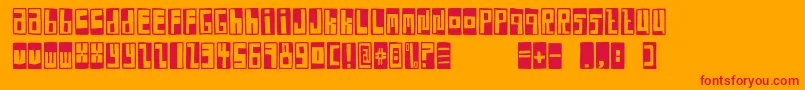 FeBoxFontNegative-Schriftart – Rote Schriften auf orangefarbenem Hintergrund