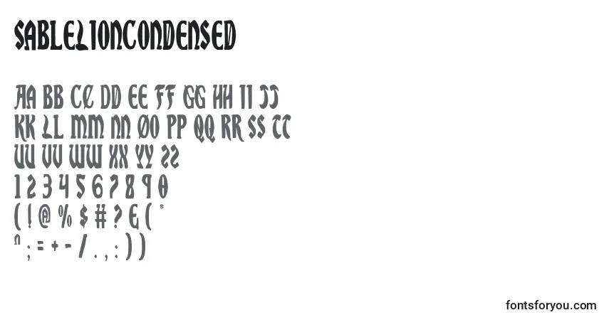 SableLionCondensed-fontti – aakkoset, numerot, erikoismerkit