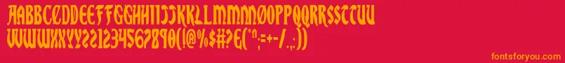 フォントSableLionCondensed – 赤い背景にオレンジの文字