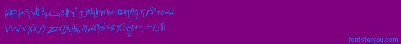 フォントAnotms – 紫色の背景に青い文字
