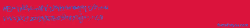 Czcionka Anotms – niebieskie czcionki na czerwonym tle