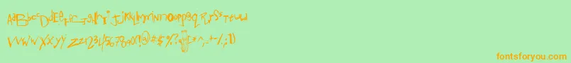 Anotms-fontti – oranssit fontit vihreällä taustalla