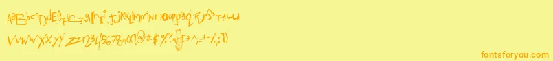 Anotms-fontti – oranssit fontit keltaisella taustalla