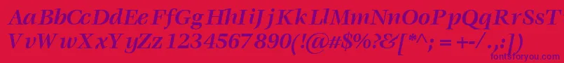 フォントVoracesskBoldItalic – 赤い背景に紫のフォント