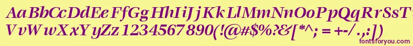 VoracesskBoldItalic Font – Purple Fonts on Yellow Background