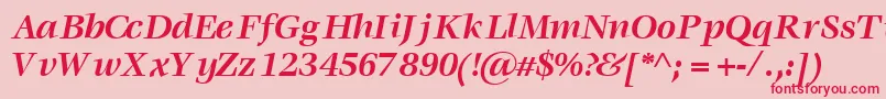 フォントVoracesskBoldItalic – ピンクの背景に赤い文字