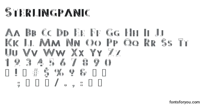 A fonte Sterlingpanic – alfabeto, números, caracteres especiais
