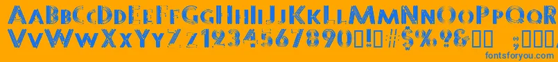 Sterlingpanic-Schriftart – Blaue Schriften auf orangefarbenem Hintergrund