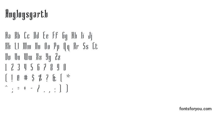 A fonte Angloysgarth – alfabeto, números, caracteres especiais