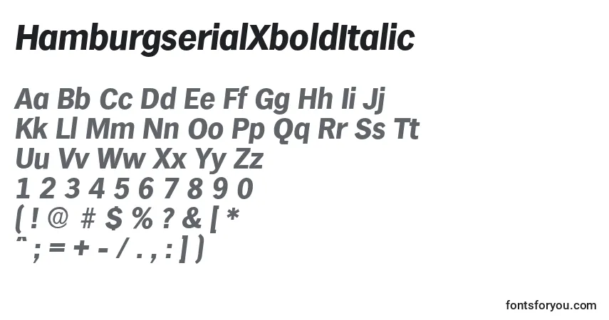 Шрифт HamburgserialXboldItalic – алфавит, цифры, специальные символы