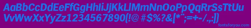 HamburgserialXboldItalic-fontti – siniset fontit violetilla taustalla