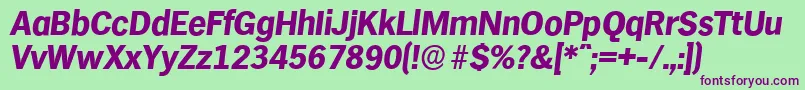 Шрифт HamburgserialXboldItalic – фиолетовые шрифты на зелёном фоне