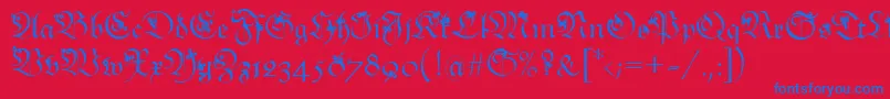 Snoutlike-Schriftart – Blaue Schriften auf rotem Hintergrund