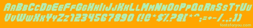 Fonte ActionForceNormal – fontes verdes em um fundo laranja