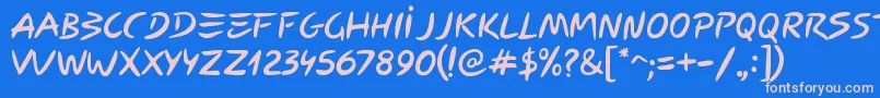 Picasso Font – Pink Fonts on Blue Background
