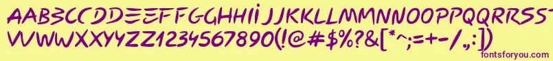 Picasso Font – Purple Fonts on Yellow Background