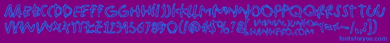 Pinkbazooka-Schriftart – Blaue Schriften auf violettem Hintergrund