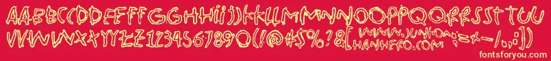 フォントPinkbazooka – 黄色の文字、赤い背景