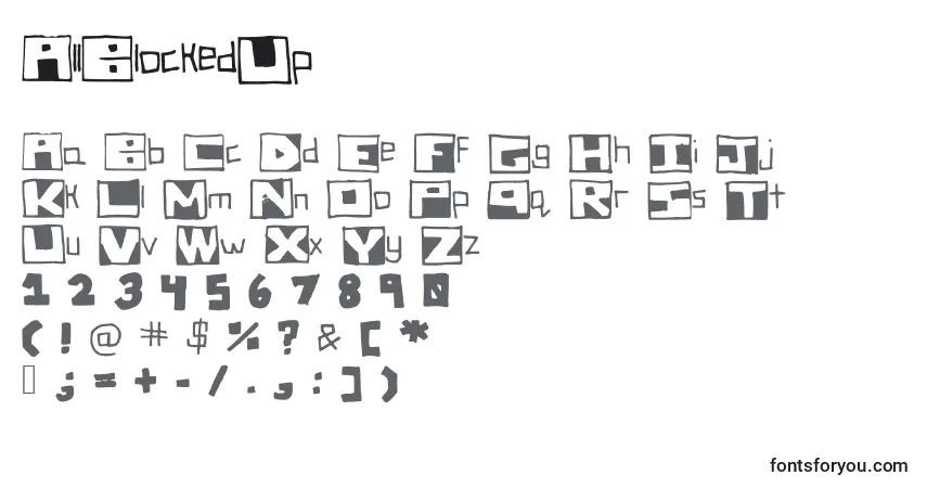 Schriftart AllBlockedUp – Alphabet, Zahlen, spezielle Symbole