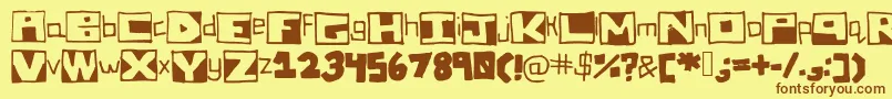 Fonte AllBlockedUp – fontes marrons em um fundo amarelo
