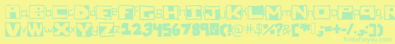 AllBlockedUp Font – Green Fonts on Yellow Background