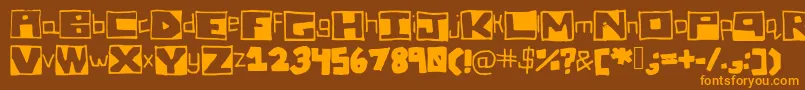 AllBlockedUp-Schriftart – Orangefarbene Schriften auf braunem Hintergrund