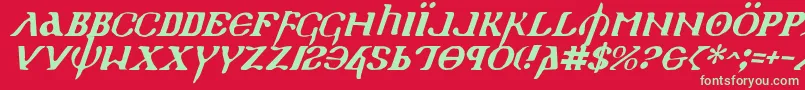 フォントHolyv2i – 赤い背景に緑の文字