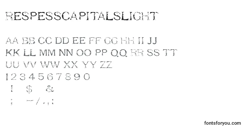 Schriftart RespessCapitalsLight – Alphabet, Zahlen, spezielle Symbole