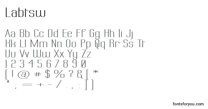 Schriftart Labtsw – Alphabet, Zahlen, spezielle Symbole
