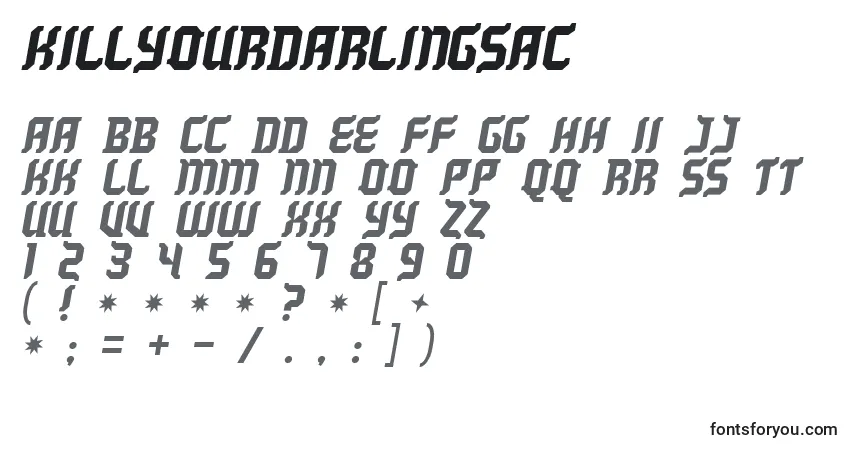 Schriftart Killyourdarlingsac – Alphabet, Zahlen, spezielle Symbole