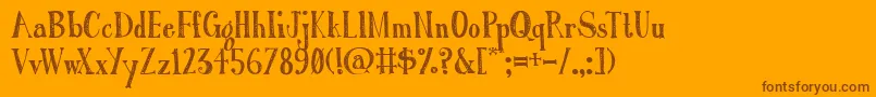 AustieBostRomanHolidaySketch-Schriftart – Braune Schriften auf orangefarbenem Hintergrund