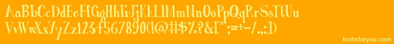 AustieBostRomanHolidaySketch-Schriftart – Gelbe Schriften auf orangefarbenem Hintergrund