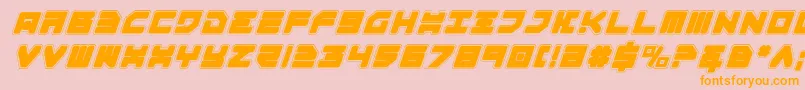 Omega3pi-Schriftart – Orangefarbene Schriften auf rosa Hintergrund