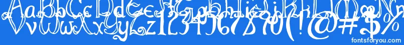 ThrorianFormal-Schriftart – Weiße Schriften auf blauem Hintergrund