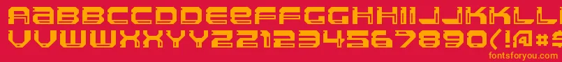 LlandruRegular-Schriftart – Orangefarbene Schriften auf rotem Hintergrund