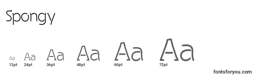 Größen der Schriftart Spongy