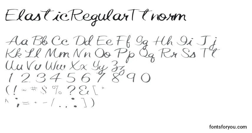 Czcionka ElasticRegularTtnorm – alfabet, cyfry, specjalne znaki