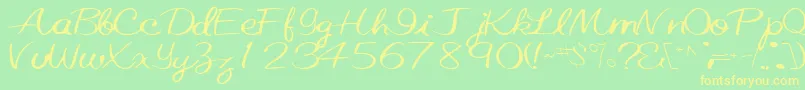 ElasticRegularTtnorm-fontti – keltaiset fontit vihreällä taustalla