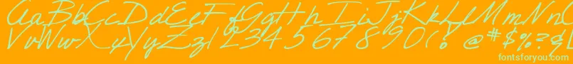 DjbCrisScript Font – Green Fonts on Orange Background