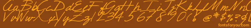 DjbCrisScript Font – Orange Fonts on Brown Background