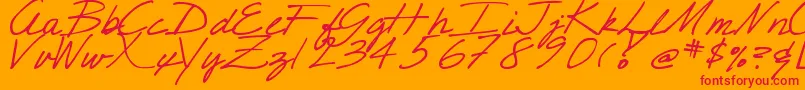 DjbCrisScript Font – Red Fonts on Orange Background