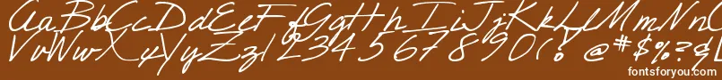 DjbCrisScript-Schriftart – Weiße Schriften auf braunem Hintergrund