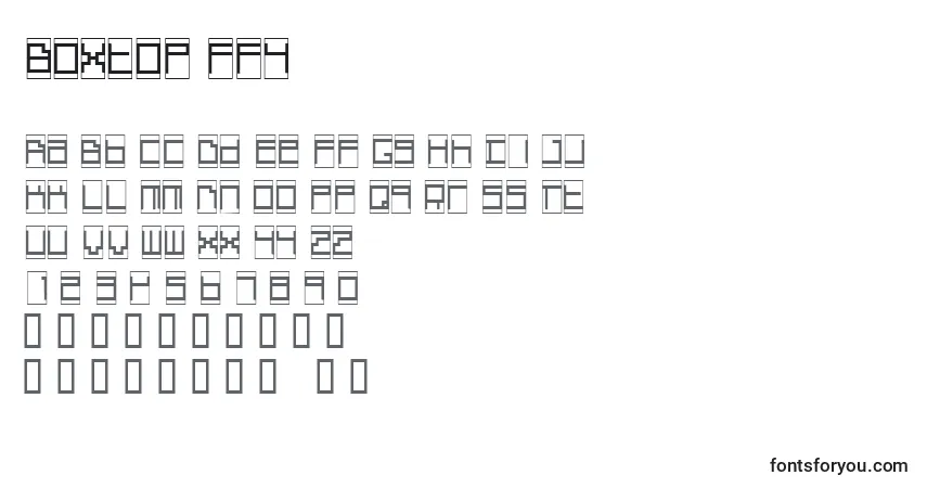 Schriftart Boxtop ffy – Alphabet, Zahlen, spezielle Symbole