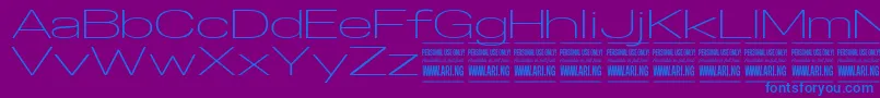 フォントSpecifypersonalExexplight – 紫色の背景に青い文字