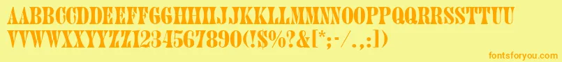 フォントJuniper – オレンジの文字が黄色の背景にあります。