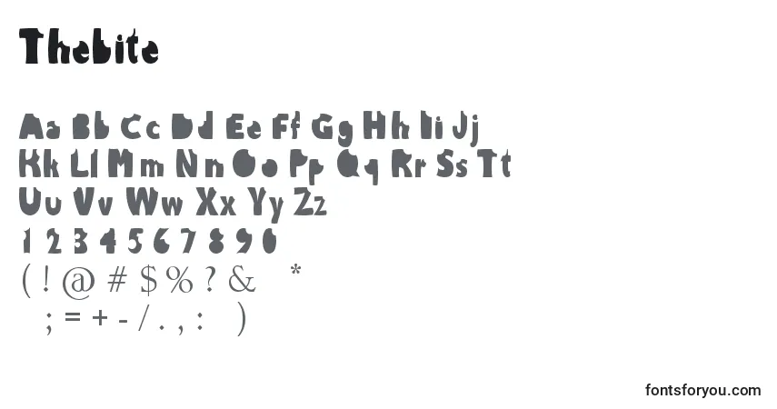 Schriftart Thebite – Alphabet, Zahlen, spezielle Symbole